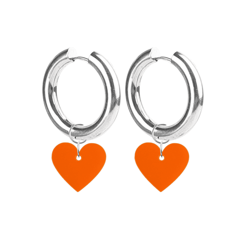 Créoles Epaisses Coeur Plexiglass Orange Spritz
