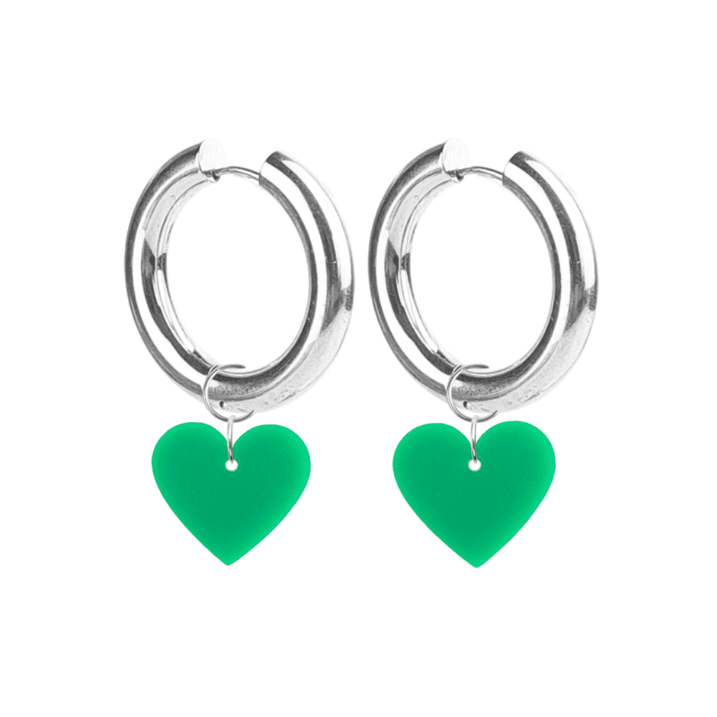 Créoles Epaisses Coeur Plexiglass Vert Electrique