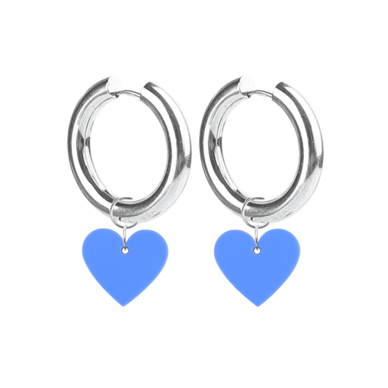 Créoles Epaisses Coeur Plexiglass Bleu Dauphin