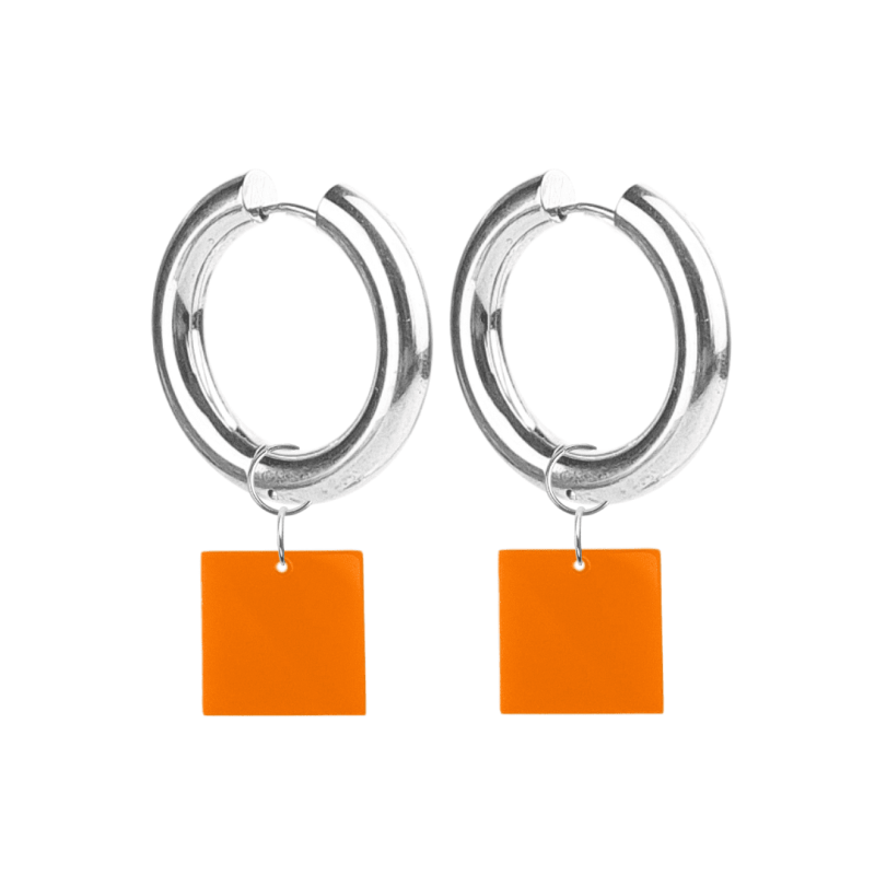 Créoles Epaisses Carré Plexiglass Orange Spritz