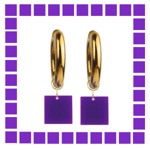 Créoles Epaisses Carré Plexiglass Violet