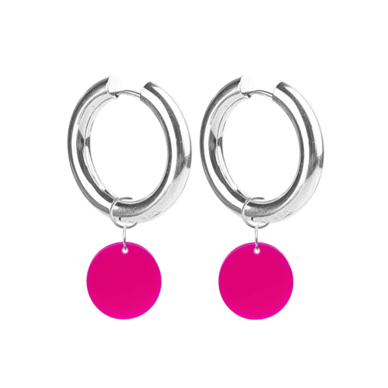 Créoles Epaisses Rond Plexiglass Rose Fuschia