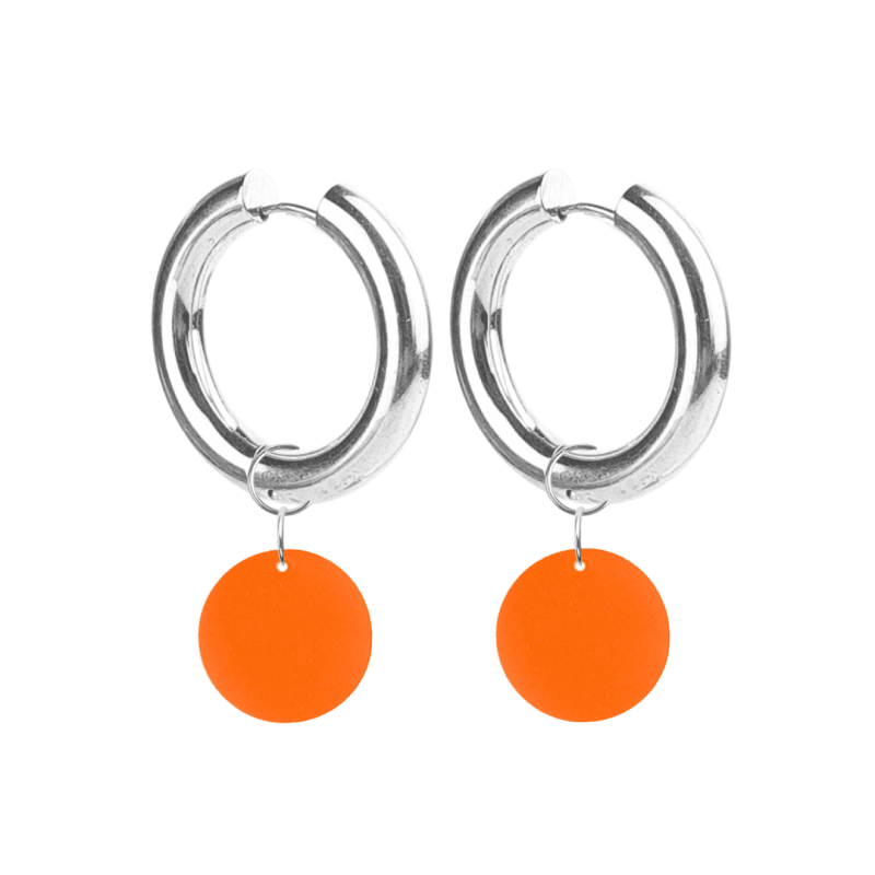 Créoles Epaisses Rond Plexiglass Orange Spritz