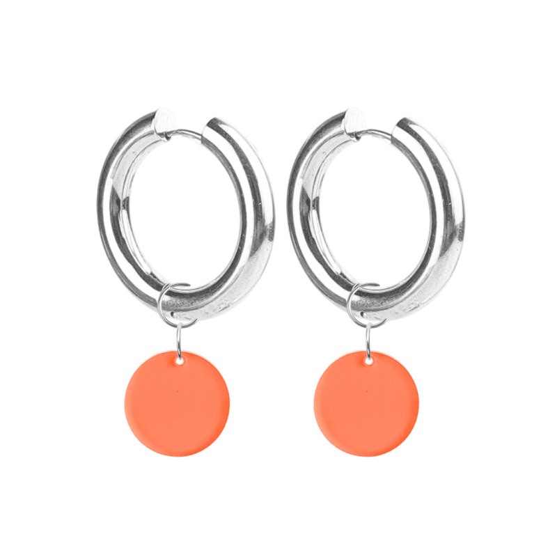 Créoles Epaisses Rond Plexiglass Orange Transparent
