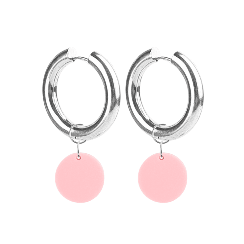 Créoles Epaisses Rond Plexiglass Rose Pastel
