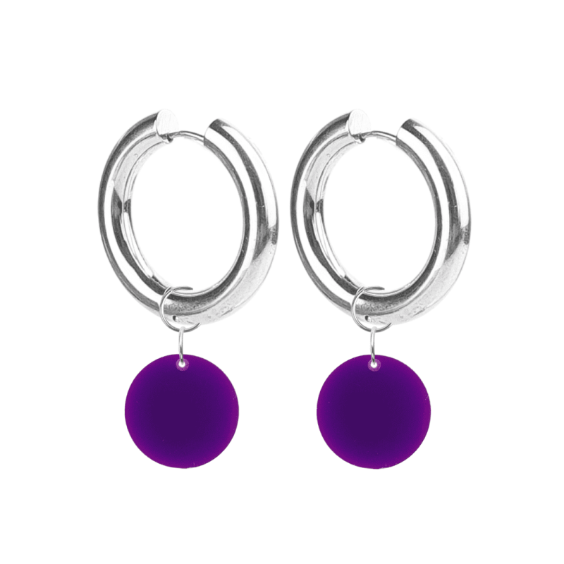 Créoles Epaisses Rond Plexiglass Violet