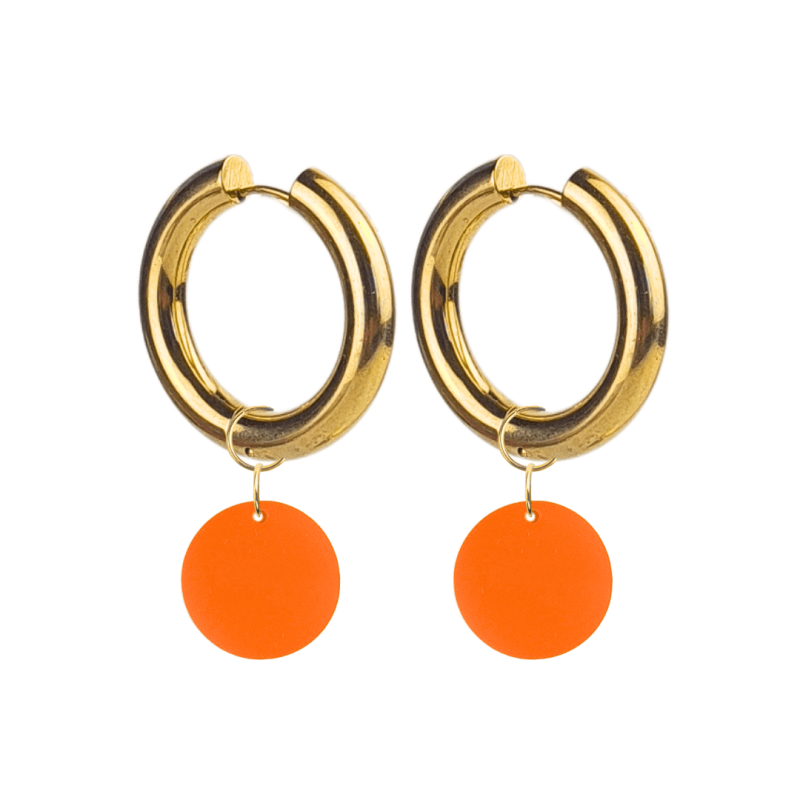Créoles Epaisses Rond Plexiglass Orange Spritz