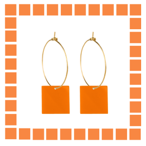 Créoles Fines Carré plexiglass Orange Spritz