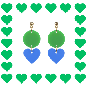 Boucles d’oreilles fantaisie en plexiglass Mini Zoé Vert et Bleu