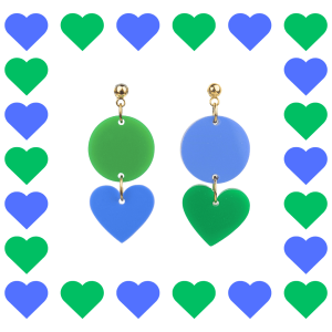Boucles d’oreilles fantaisie asymétrique en plexiglass Mini Zoé Vert et Bleu