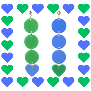 Boucles d’oreilles fantaisie asymétrique en plexiglass Maxi Zoé Vert et Bleu