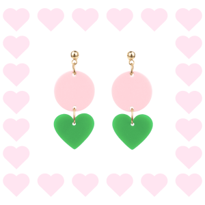 Boucles d’oreilles fantaisie en plexiglass Mini Zoé Rose et Vert