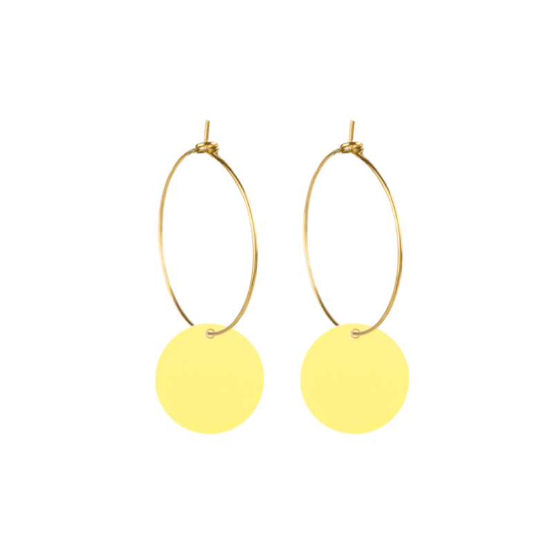Créoles Fines Rond en plexiglass Jaune Pastel