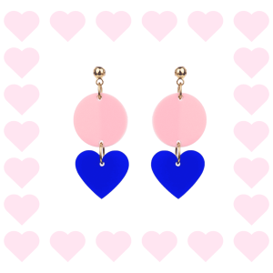 Boucles d’oreilles fantaisie en plexiglass Mini Zoé Rose et Bleu