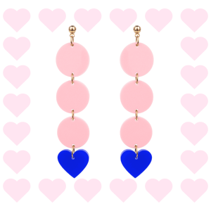 Boucles d’oreilles fantaisie en plexiglass Maxi Zoé Rose et Bleu