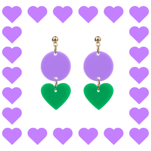 Boucles d’oreilles fantaisie en plexiglass Mini Zoé Lila et Vert