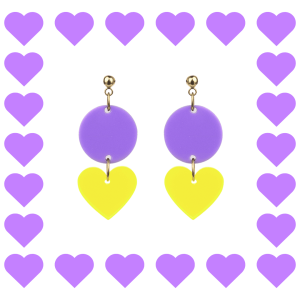 Boucles d’oreilles fantaisie en plexiglass Mini Zoé Lila et Jaune Fluo