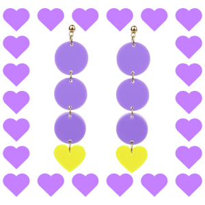 Boucles d’oreilles fantaisie en plexiglass Maxi Zoé Lila et Jaune Fluo
