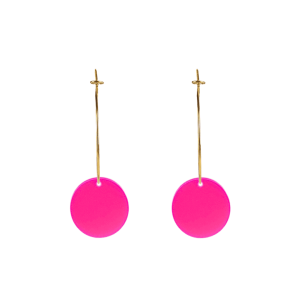 Créoles Fines Rond en plexiglass Rose Fuschia
