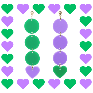 Boucles d’oreilles asymétrique en plexiglass Maxi Zoé Lila et Vert