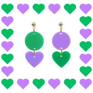 Boucles d’oreilles asymétrique en plexiglass Mini Zoé Lila et Vert