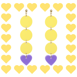 Boucles d’oreilles fantaisie en plexiglass Maxi Zoé Jaune Pastel et Lila
