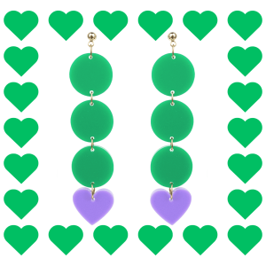 Boucles d’oreilles fantaisie en plexiglass Maxi Zoé Vert et Lila