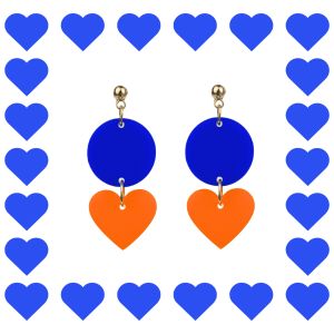 Boucles d’oreilles fantaisie en plexiglass Mini Zoé Bleu et Orange