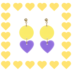 Boucles d’oreilles fantaisie en plexiglass Mini Zoé Jaune Pastel et Lila