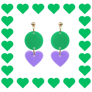 Boucles d’oreilles fantaisie en plexiglass Mini Zoé Vert et Lila