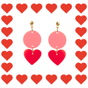 Boucles d’oreilles fantaisie en plexiglass Mini Zoé rose et rouge
