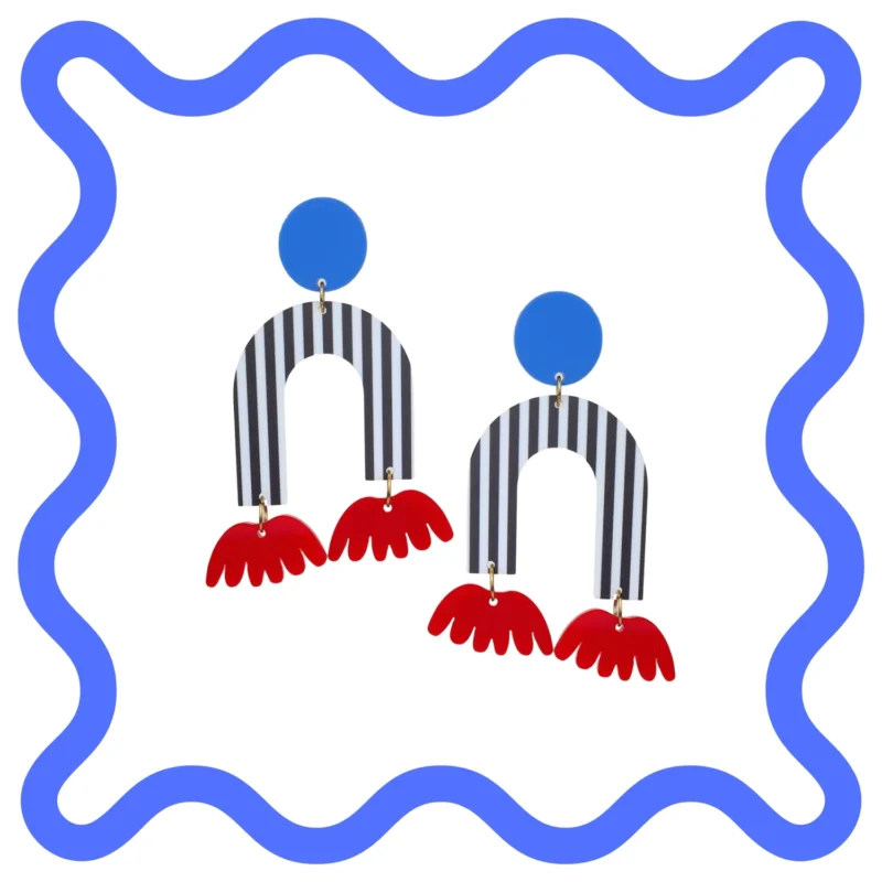 Boucles d’oreilles fantaisie en plexiglass Arcade Carmen Bleu Dauphin