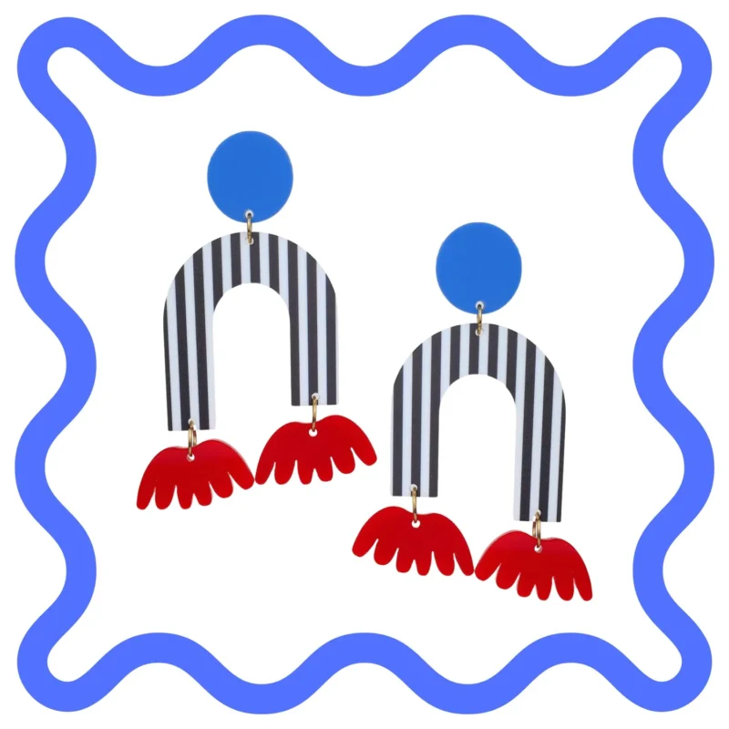 Boucles d’oreilles fantaisie en plexiglass Arcade Carmen Bleu Dauphin