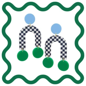 Boucles d'oreilles Damier - Arcade Damier Bleu et Vert