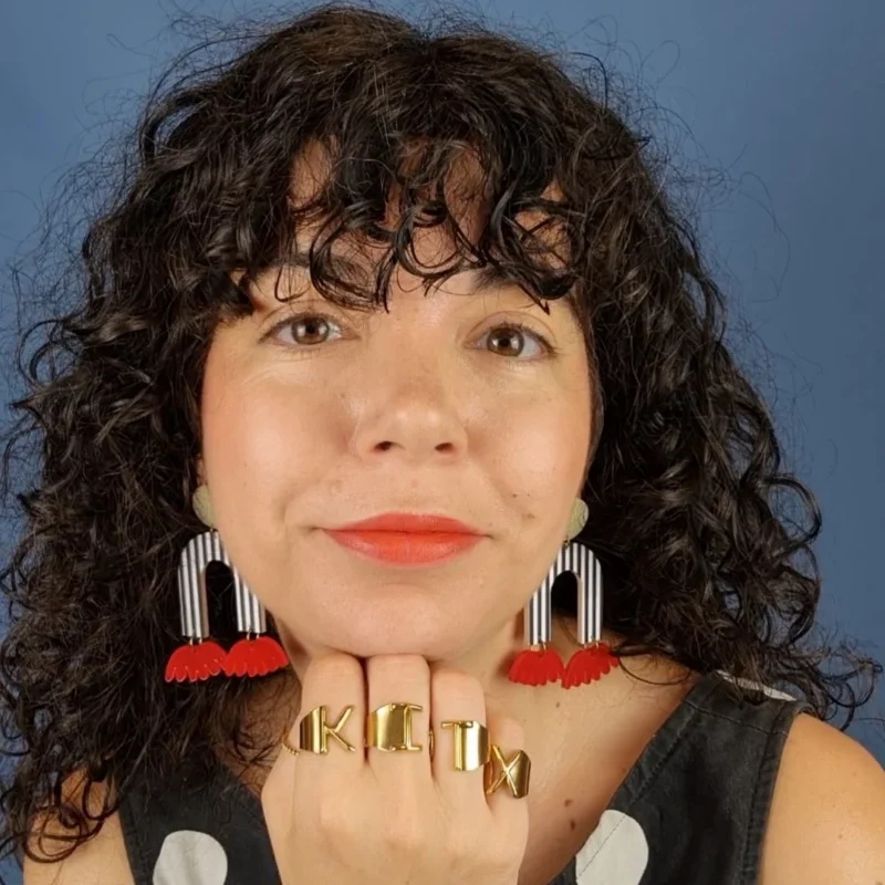 Boucles d'oreilles fantaisie en plexiglass - Arcade Carmen Ivoire