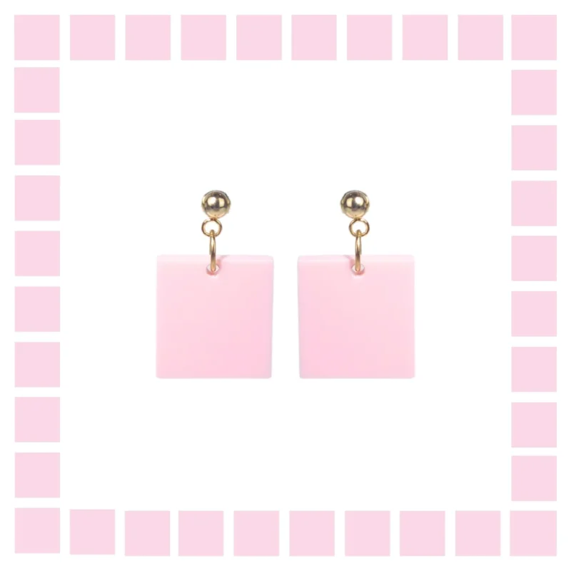 Boucles d’oreilles fantaisie Carré Rose